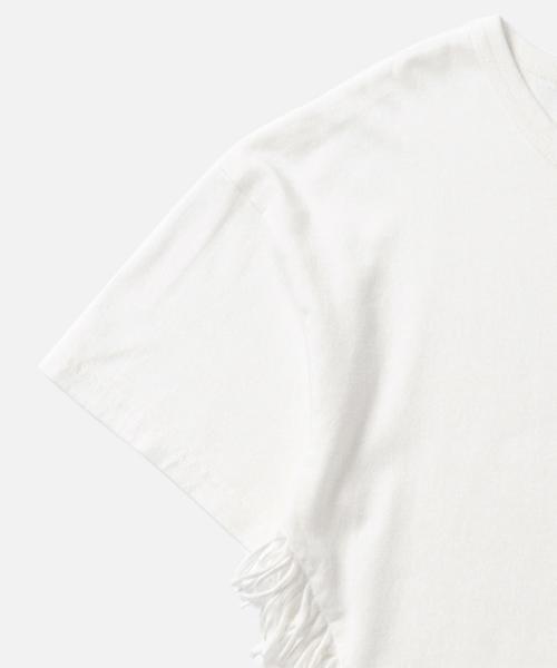 Ray BEAMS（レイビームス）の「Ray BEAMS / サイド フリンジ Tシャツ（Tシャツ/カットソー・レディース・オフホワイト/グレー/ブラック・ONE SIZE）」の8枚目の写真