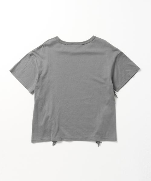 Ray BEAMS（レイビームス）の「Ray BEAMS / サイド フリンジ Tシャツ（Tシャツ/カットソー・レディース・オフホワイト/グレー/ブラック・ONE SIZE）」の17枚目の写真