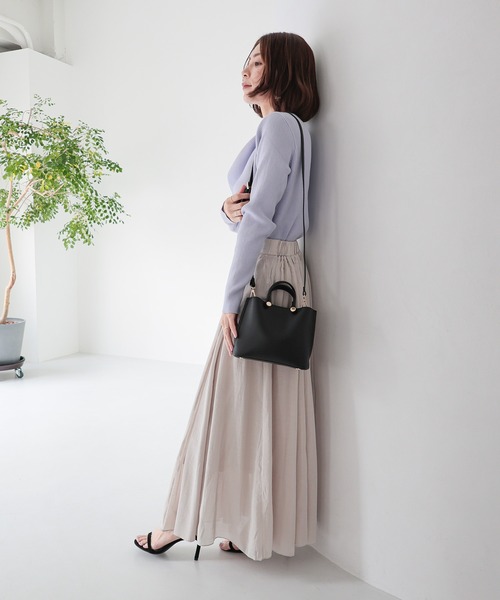 MIAN （ミアン）の「CLIVIA / ミニハンドバッグ（ハンドバッグ・レディース・グレー/アイボリー/ブラック/ライトイエロー/サックスブルー/ミント/モカ・FREE）」の14枚目の写真