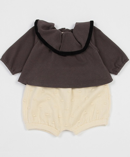 petit main(プティマイン)の「【リンク】フリル衿セットアップ(ベビー)(アンサンブル・キッズ・アイボリー/ライトベージュ/チャコール・80cm/70cm)」の3枚目の写真