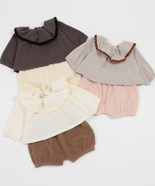 petit main(プティマイン)の「【リンク】フリル衿セットアップ(ベビー)(アンサンブル・キッズ・アイボリー/ライトベージュ/チャコール・80cm/70cm)」の4枚目の写真