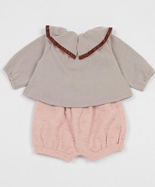 petit main(プティマイン)の「【リンク】フリル衿セットアップ(ベビー)(アンサンブル・キッズ・アイボリー/ライトベージュ/チャコール・80cm/70cm)」の5枚目の写真