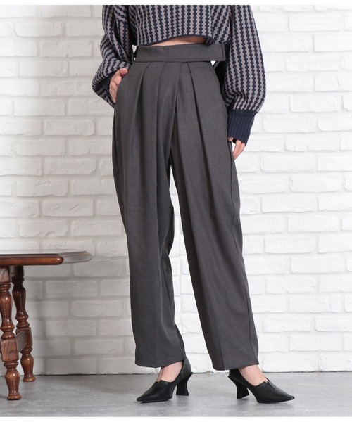 Settimissimo（セッティミッシモ）の「起毛ツイルベルクロタックパンツ（その他パンツ・レディース・ダークグレー/ブラウン・FREE）」の2枚目の写真