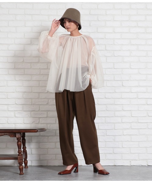 Settimissimo（セッティミッシモ）の「起毛ツイルベルクロタックパンツ（その他パンツ・レディース・ダークグレー/ブラウン・FREE）」の11枚目の写真