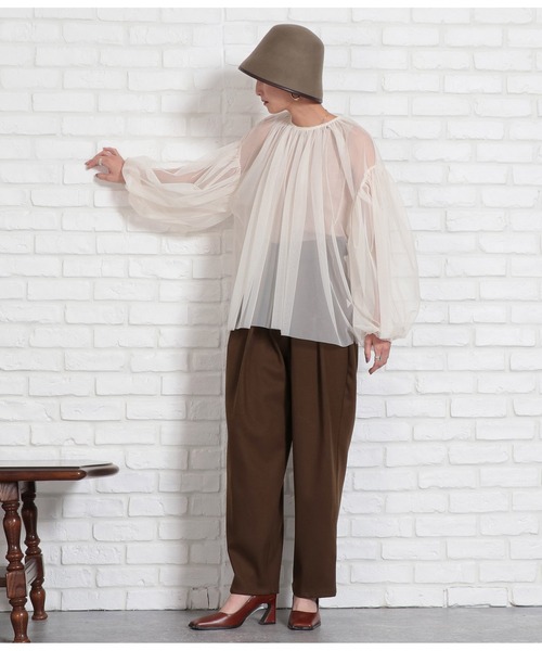 Settimissimo（セッティミッシモ）の「起毛ツイルベルクロタックパンツ（その他パンツ・レディース・ダークグレー/ブラウン・FREE）」の10枚目の写真