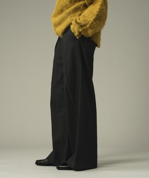 selle glant（セレグランテ）の「2TUCK WIDE DENIM PANTS/ 2タックワイドデニムパンツ（デニムパンツ・メンズ・ブラック/ブルー・LARGE/MEDIUM/SMALL）」の5枚目の写真