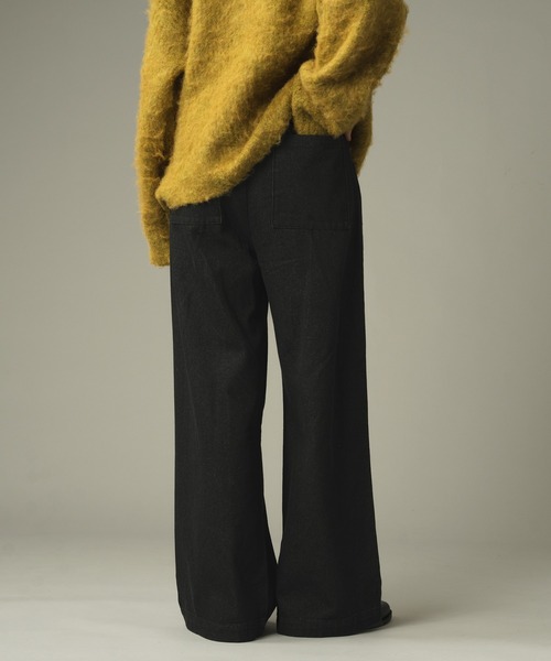 selle glant（セレグランテ）の「2TUCK WIDE DENIM PANTS/ 2タックワイドデニムパンツ（デニムパンツ・メンズ・ブラック/ブルー・LARGE/MEDIUM/SMALL）」の6枚目の写真