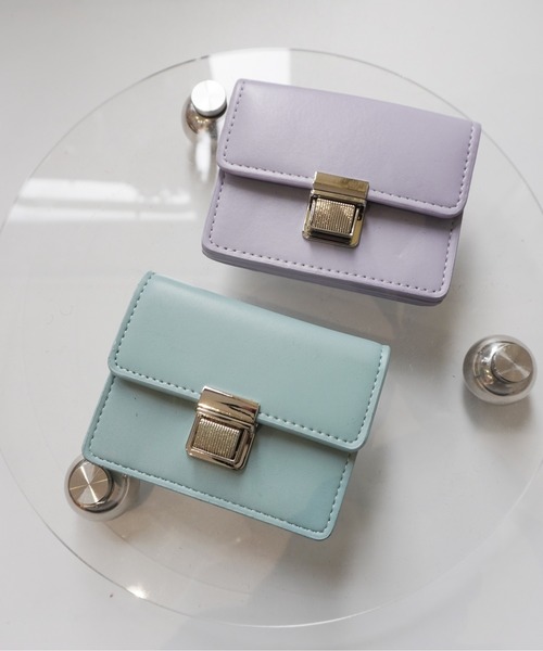 Port（ポート）の「プッシュ ロック スクエア ミニ ウォレット / コンパクト カードケース #_（カードケース・レディース・グリーン/イエロー/パープル/ライトブルー/ホワイト/ブラック・FREE）」の5枚目の写真
