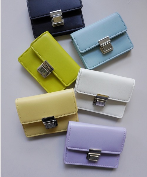 Port（ポート）の「プッシュ ロック スクエア ミニ ウォレット / コンパクト カードケース #_（カードケース・レディース・グリーン/イエロー/パープル/ライトブルー/ホワイト/ブラック・FREE）」の4枚目の写真