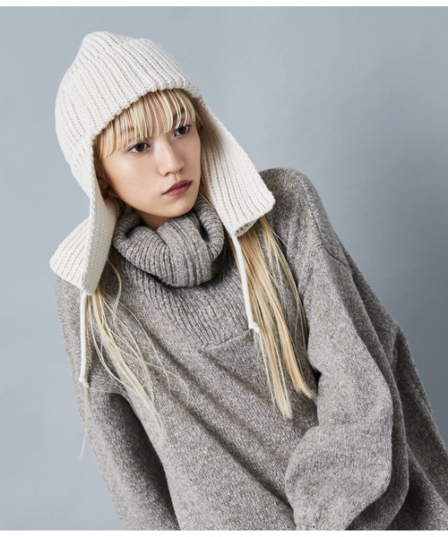 Settimissimo（セッティミッシモ）の「ニットフライトキャップ フライトビーニー（ニットキャップ/ビーニー・レディース・アイボリー/グレー/ブラック・FREE）」の6枚目の写真