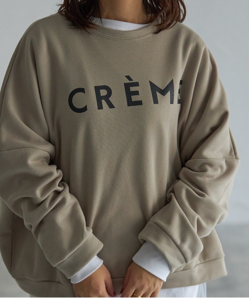 each(イーチ)の「CREMEロゴミニ裏起毛トレーナー(スウェット・レディース・ブラック/チャコールグレー/ライトベージュ・FREE)」の9枚目の写真
