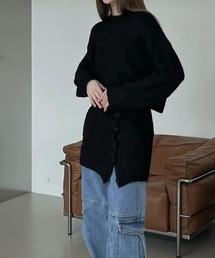 モヘアライクニットセットアップ/フロントボタンビスチェセットニット