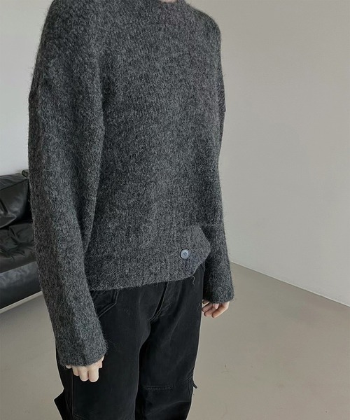 LYEON(リヨン)の「モヘアライクニットセットアップ/フロントボタンビスチェセットニット(ニット/セーター・レディース・オフホワイト/ブラック/ブラウン/チャコールグレー・FREE)」の8枚目の写真