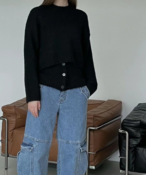 LYEON(リヨン)の「モヘアライクニットセットアップ/フロントボタンビスチェセットニット(ニット/セーター・レディース・オフホワイト/ブラック/ブラウン/チャコールグレー・FREE)」の16枚目の写真