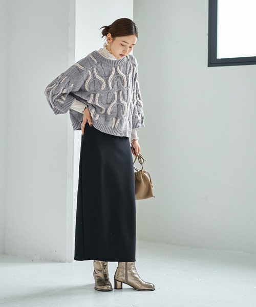 STYLE DELI(スタイルデリ)の「ゆる編みランダムケーブルニットトップス(ニット/セーター・レディース・グレー系その他/ブルーグレー/ブラウン系その他・FREE)」の17枚目の写真