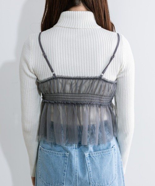 OLIVE des OLIVE(オリーブデオリーブ)の「チュールキャミソール 1041040010(キャミソール・レディース・チャコールグレー/アイボリー/ブラック/シルバー・FREE)」の7枚目の写真