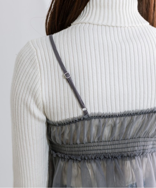 OLIVE des OLIVE(オリーブデオリーブ)の「チュールキャミソール 1041040010(キャミソール・レディース・チャコールグレー/アイボリー/ブラック/シルバー・FREE)」の8枚目の写真