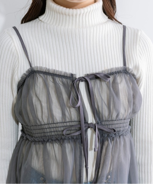 OLIVE des OLIVE(オリーブデオリーブ)の「チュールキャミソール 1041040010(キャミソール・レディース・チャコールグレー/アイボリー/ブラック/シルバー・FREE)」の9枚目の写真