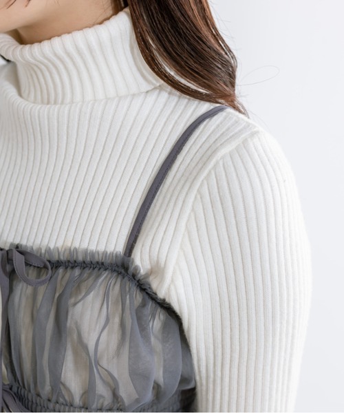 OLIVE des OLIVE(オリーブデオリーブ)の「チュールキャミソール 1041040010(キャミソール・レディース・チャコールグレー/アイボリー/ブラック/シルバー・FREE)」の10枚目の写真