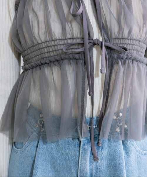 OLIVE des OLIVE(オリーブデオリーブ)の「チュールキャミソール 1041040010(キャミソール・レディース・チャコールグレー/アイボリー/ブラック/シルバー・FREE)」の11枚目の写真