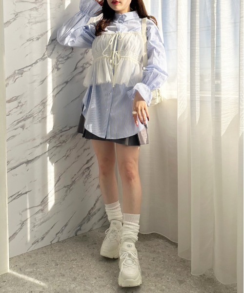 OLIVE des OLIVE(オリーブデオリーブ)の「チュールキャミソール 1041040010(キャミソール・レディース・チャコールグレー/アイボリー/ブラック/シルバー・FREE)」の21枚目の写真