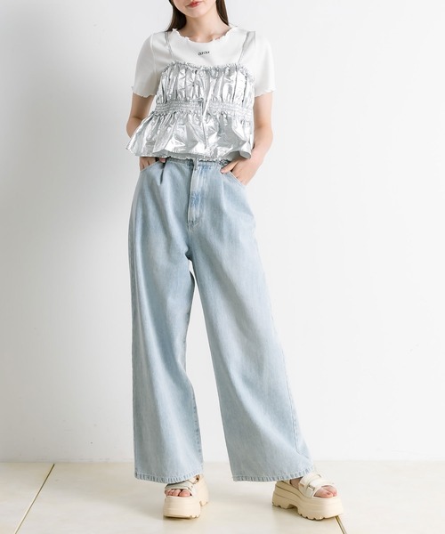 OLIVE des OLIVE(オリーブデオリーブ)の「チュールキャミソール 1041040010(キャミソール・レディース・チャコールグレー/アイボリー/ブラック/シルバー・FREE)」の12枚目の写真