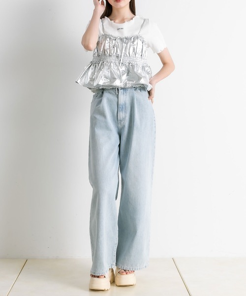 OLIVE des OLIVE(オリーブデオリーブ)の「チュールキャミソール 1041040010(キャミソール・レディース・チャコールグレー/アイボリー/ブラック/シルバー・FREE)」の13枚目の写真