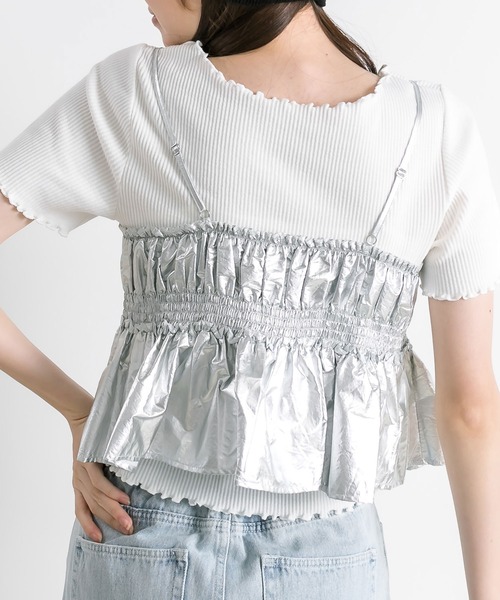 OLIVE des OLIVE(オリーブデオリーブ)の「チュールキャミソール 1041040010(キャミソール・レディース・チャコールグレー/アイボリー/ブラック/シルバー・FREE)」の15枚目の写真