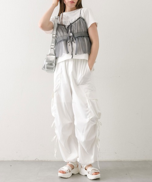 OLIVE des OLIVE(オリーブデオリーブ)の「チュールキャミソール 1041040010(キャミソール・レディース・チャコールグレー/アイボリー/ブラック/シルバー・FREE)」の19枚目の写真