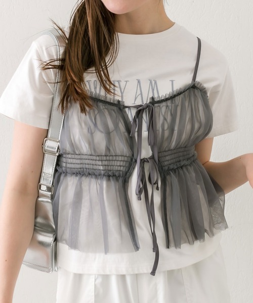 OLIVE des OLIVE(オリーブデオリーブ)の「チュールキャミソール 1041040010(キャミソール・レディース・チャコールグレー/アイボリー/ブラック/シルバー・FREE)」の20枚目の写真
