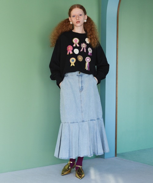 manana suerte(マニャーナスエルテ)の「デニムプリーツスカート(スカート・レディース・ブルー・M/L)」の10枚目の写真