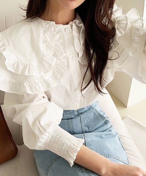 frunco（フランコ）の「【ZOZO限定】ダブルカラーブラウス（シャツ/ブラウス・レディース・ベージュ/ブルー/ホワイト・FREE）」の19枚目の写真