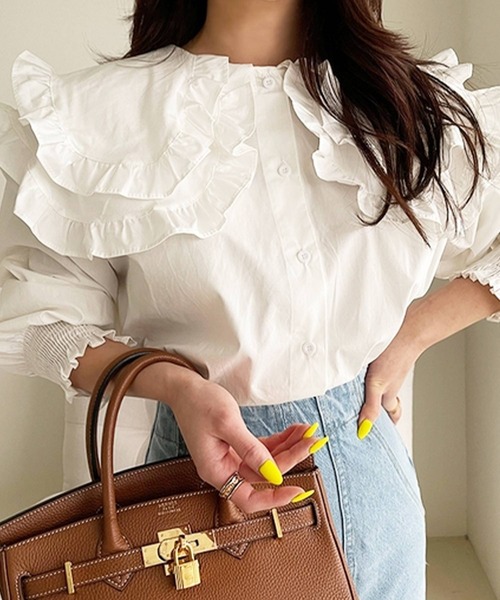 frunco（フランコ）の「【ZOZO限定】ダブルカラーブラウス（シャツ/ブラウス・レディース・ベージュ/ブルー/ホワイト・FREE）」の22枚目の写真