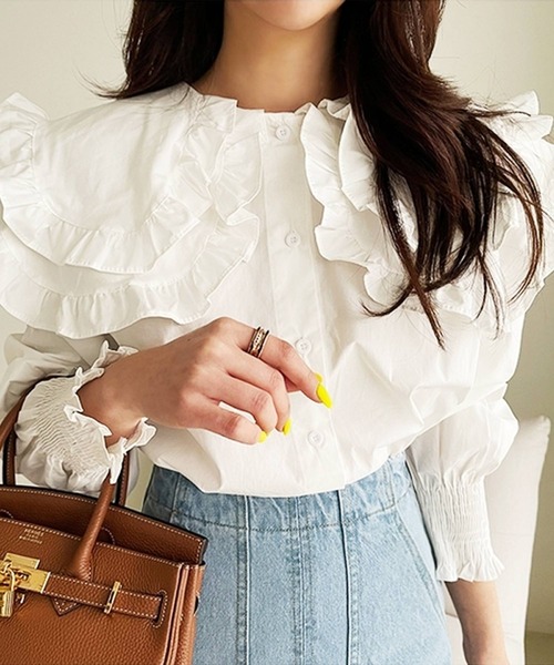 frunco（フランコ）の「【ZOZO限定】ダブルカラーブラウス（シャツ/ブラウス・レディース・ベージュ/ブルー/ホワイト・FREE）」の17枚目の写真