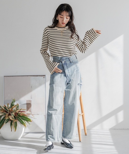 LOWRYS FARM（ローリーズファーム）の「ＣＯＮＥ／アシメデニムパンツ　991524（デニムパンツ・レディース・ホワイト/ブルー/ネイビー/ブルー系その他/ブルー系その他2・SMALL/MEDIUM/LARGE）」の22枚目の写真