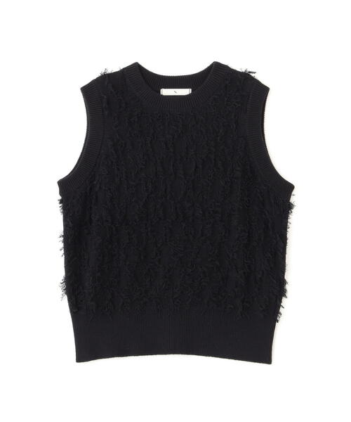 N.（N. Natural Beauty Basic）（エヌエヌナチュラルビューティーベーシック）の「◆フリンジニットベスト（ベスト・レディース・ブラック/グレー・MEDIUM）」の3枚目の写真