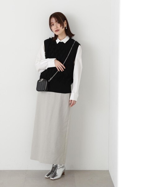 N.（N. Natural Beauty Basic）（エヌエヌナチュラルビューティーベーシック）の「◆フリンジニットベスト（ベスト・レディース・ブラック/グレー・MEDIUM）」の6枚目の写真