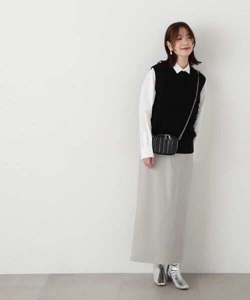 N.（N. Natural Beauty Basic）（エヌエヌナチュラルビューティーベーシック）の「◆フリンジニットベスト（ベスト・レディース・ブラック/グレー・MEDIUM）」の9枚目の写真