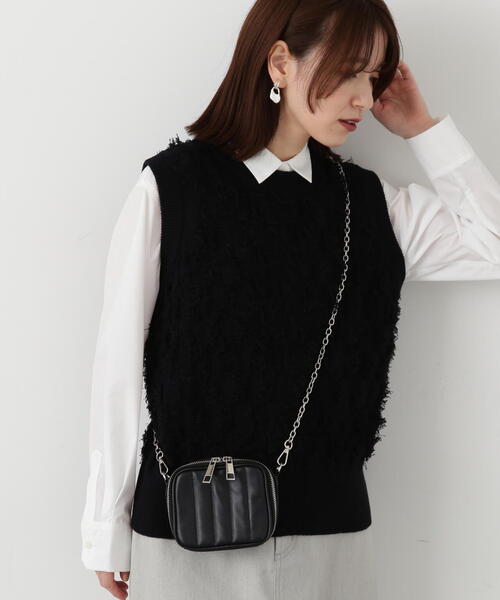 N.（N. Natural Beauty Basic）（エヌエヌナチュラルビューティーベーシック）の「◆フリンジニットベスト（ベスト・レディース・ブラック/グレー・MEDIUM）」の10枚目の写真