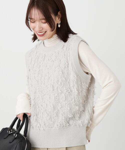 N.（N. Natural Beauty Basic）（エヌエヌナチュラルビューティーベーシック）の「◆フリンジニットベスト（ベスト・レディース・ブラック/グレー・MEDIUM）」の13枚目の写真