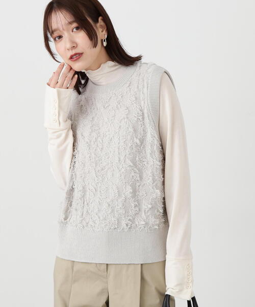 N.（N. Natural Beauty Basic）（エヌエヌナチュラルビューティーベーシック）の「◆フリンジニットベスト（ベスト・レディース・ブラック/グレー・MEDIUM）」の14枚目の写真