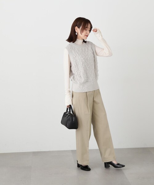 N.（N. Natural Beauty Basic）（エヌエヌナチュラルビューティーベーシック）の「◆フリンジニットベスト（ベスト・レディース・ブラック/グレー・MEDIUM）」の18枚目の写真