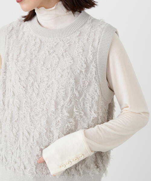N.（N. Natural Beauty Basic）（エヌエヌナチュラルビューティーベーシック）の「◆フリンジニットベスト（ベスト・レディース・ブラック/グレー・MEDIUM）」の22枚目の写真