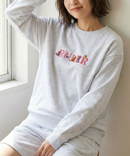 make a ray!(メイク ア レイ!)の「【84】【セットアップ】アニマルラメロゴ刺繍 スウェット/トレーナー/ショーツ/レディース/ユニセックス(スウェット・レディース・アッシュグレー/ヘザーグレー/チャコールグレー/ミント/ダークブルー/スミクロ/トップグレー/ブラック系その他/グリーン/ライトグレー/ダークグレー/ブルー系その他/グレー系/アイボリー系/ブラック系1/グレー系1/アイボリー系1/ブラック系・M/L/S)」の12枚目の写真