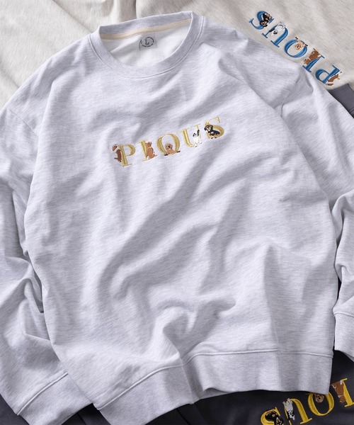 セール】【84】DOG＆CATラメロゴ刺繍 スウェット/トレーナー/ ハーフ