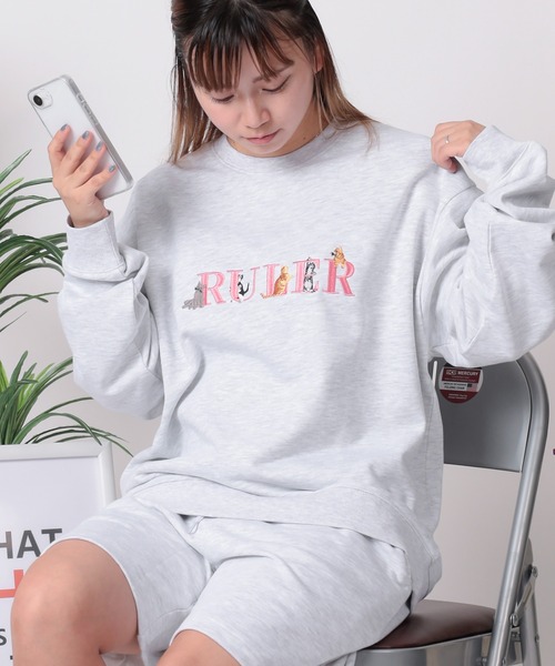 セール】【84】DOG＆CATラメロゴ刺繍 スウェット/トレーナー/ ハーフ