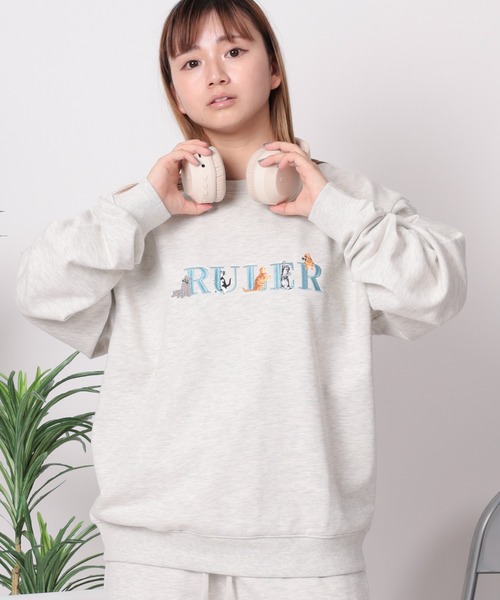 セール】【84】DOG＆CATラメロゴ刺繍 スウェット/トレーナー/ ハーフ