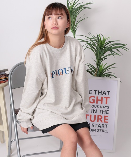 セール】【84】DOG＆CATラメロゴ刺繍 スウェット/トレーナー/ ハーフ