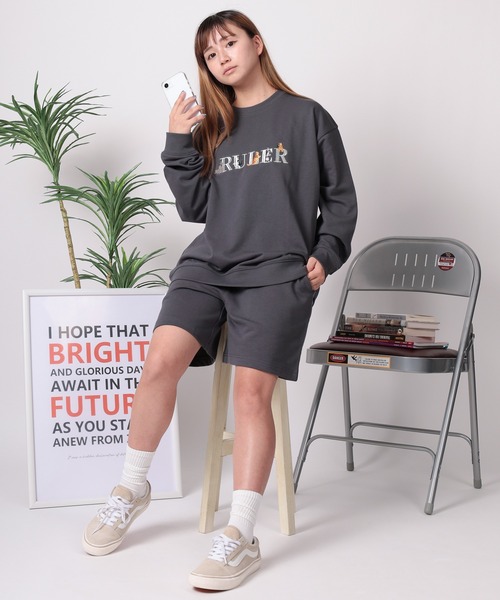 やっすん　［美品］stone  スウェットのみ セール】【84】DOG＆CATラメロゴ刺繍 スウェット/トレーナー/ ハーフ