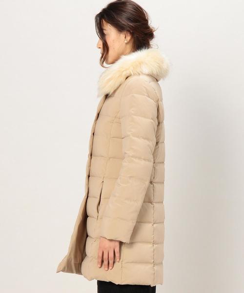 greenlabel relaxing ダウン フォックスファー ベージュ40 美品】グリーンレーベルリラクシング ダウンコート フォックスファー